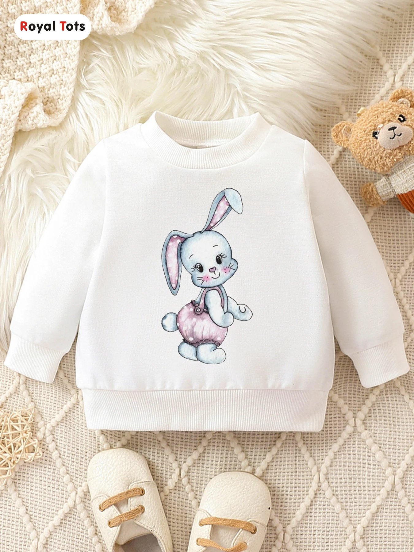 Baby Girl Round Neck Long Sleeved Hoodie Suitable For Ages 1-2