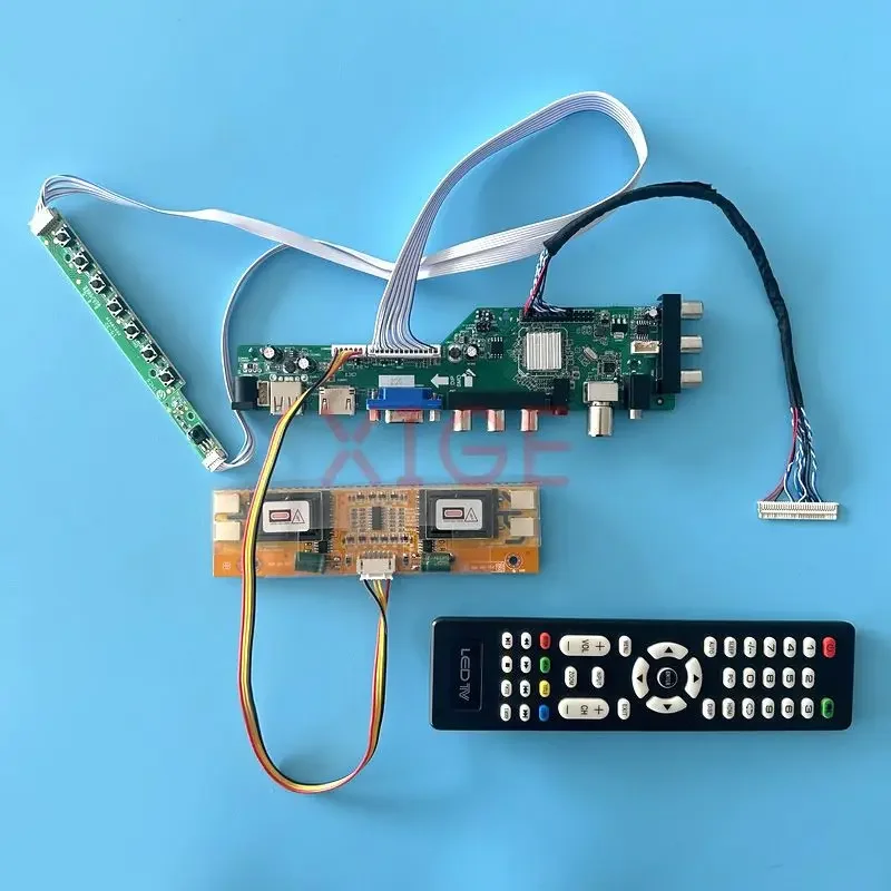 Для телефона, контроллер, набор карт, DIY 1366*768 IR + AV + USB + HDMI + VGA 4CCFL, цифровой сигнал DVB 30Pin LVDS LCD Matrix