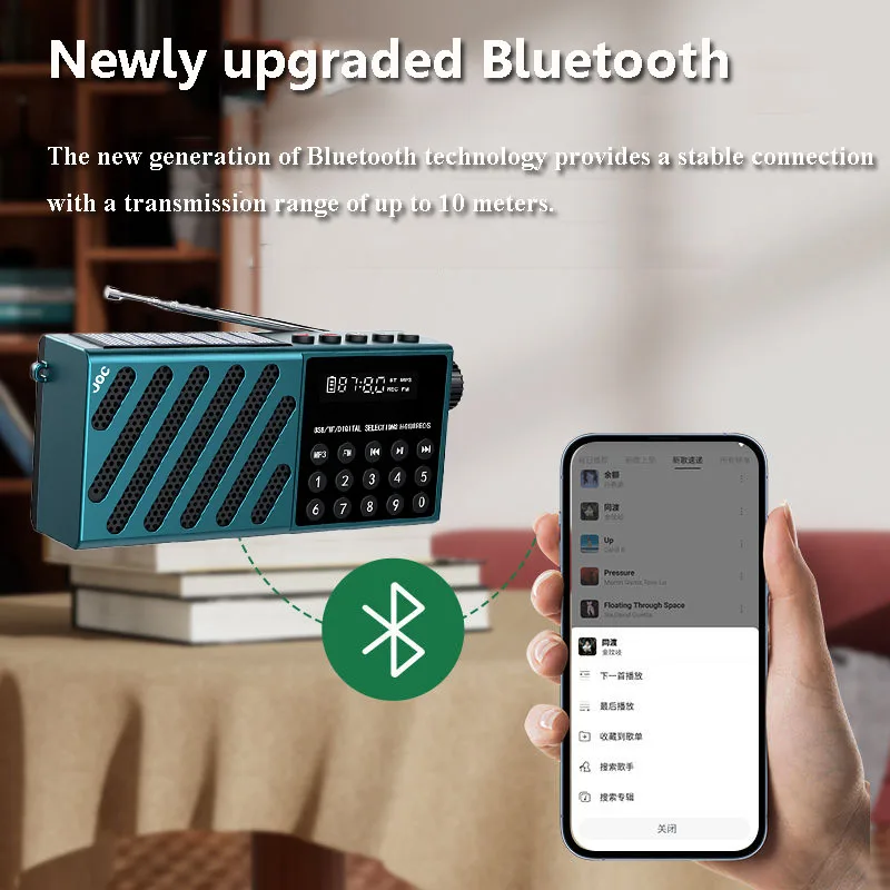 Mini Portable FM Radio LED Flashlight Solar Emergency Radios Recevier HD Display Bluetooth Speaker Support Recording TF Card USB