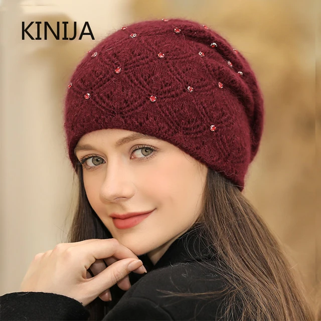 Gorro de lana a la moda para mujer, gorros tejidos suaves y cálidos, gorros  gruesos a