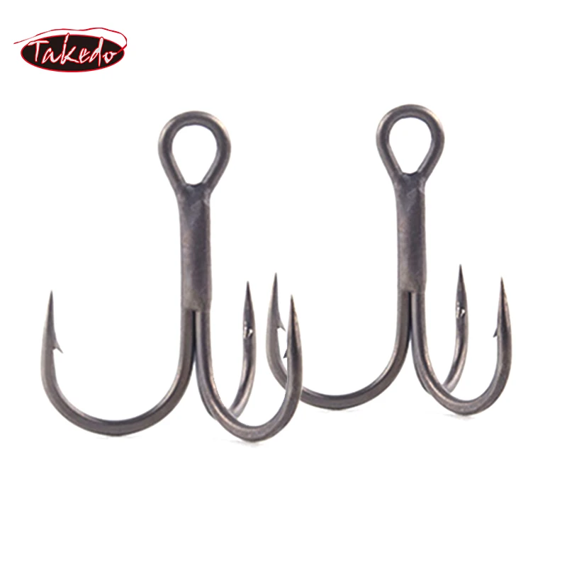 TAKEDO BKK Fishing Hook High Carbon Steel 6# 8# 10# 12# Treble Hook 6062  Black Nickle Strong Barbed Fishing Hooks Saltwater fish