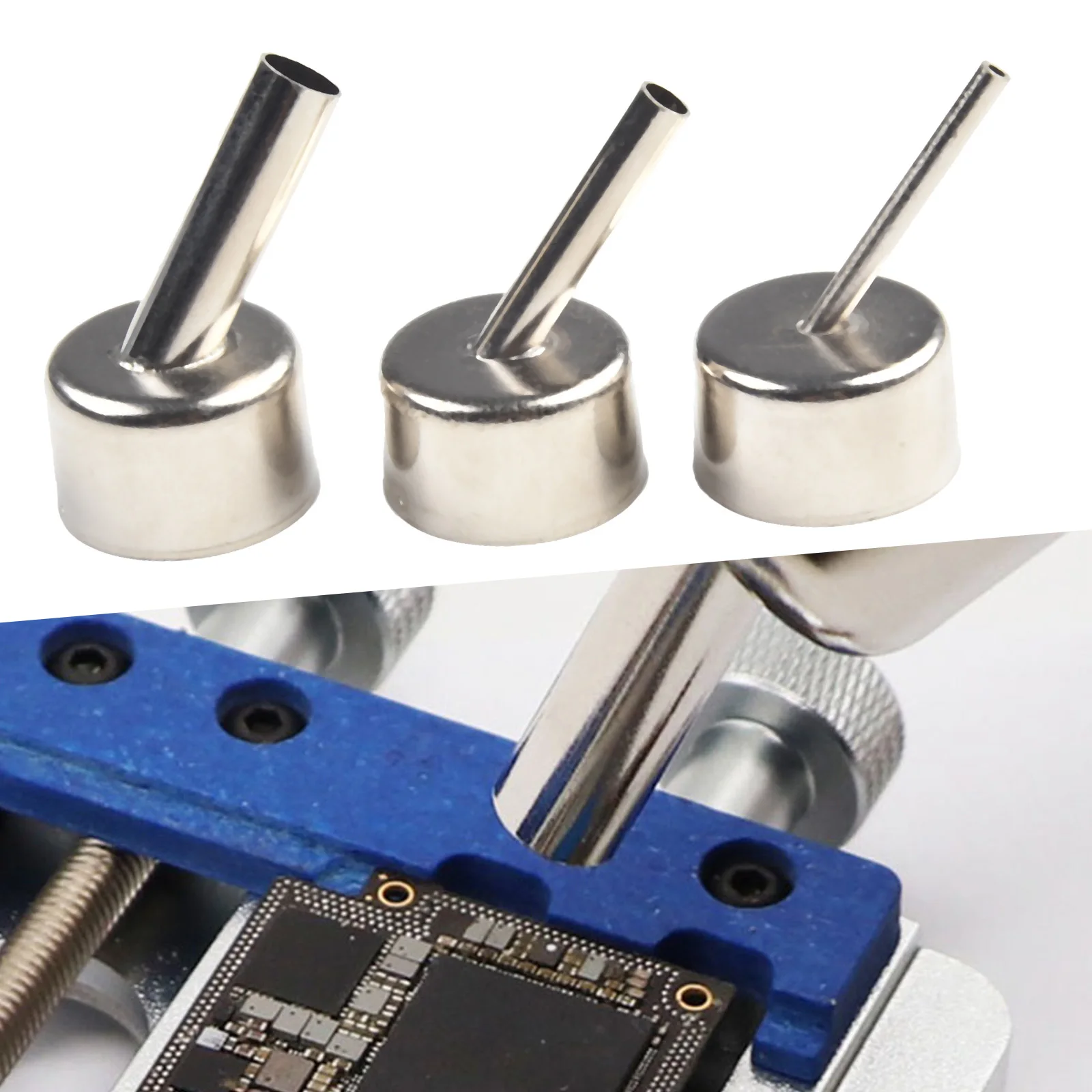 Improved CPU Heating Solution with 45 Degree Curved Angle Welding Nozzle Set for 858 Series Hot Air Rework Station 858 series 22mm universal hot air gun cyclone suction nozzle for soldering station 858 858d 8586 welding nozzles