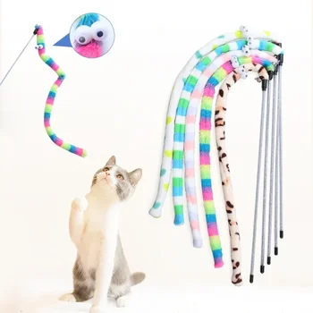 Pet Cat Toy Feather Cat Teaser Wand Cat Interactive Toys Funny Caterpillar Colorful Rod Teaser Wand Cats Supplies Accessory 1