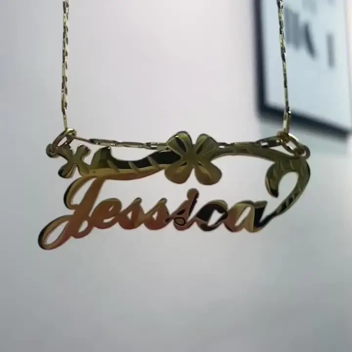 Collana Personalizzata Con Nome In Acciaio Inox 316 Placcato Oro 18K – Scegli Carattere E Colore – Regalo Unico