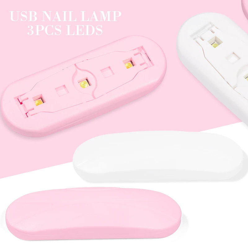 Nail Dryer MINI 6W USB UV LED Lamp Pink White Nail Art Manicure Tools Design Fast Drying Curing Light for Gel Polish 3