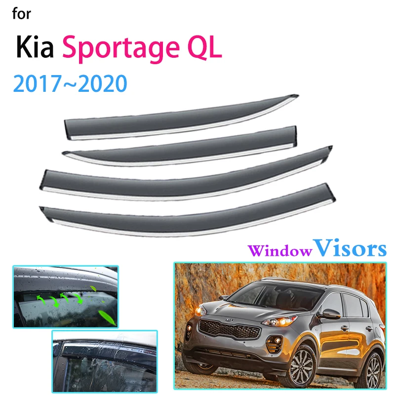 4x Windows Visors For Kia Sportage Ql 4 2017 2018 2019 2020 Deflector
