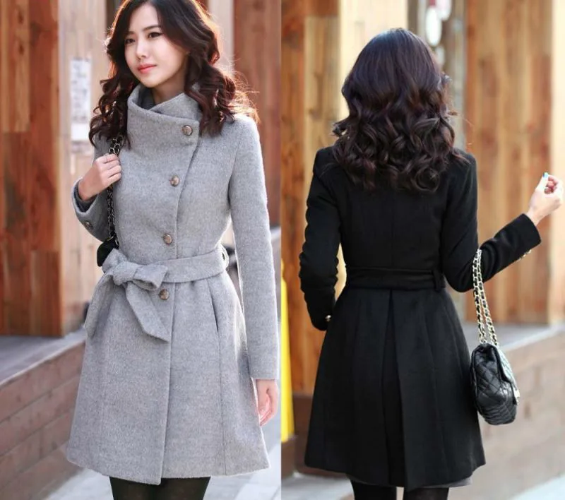 

2022 New Fashion Lapel Wool Women Coat Ladies Autumn Winter Manteau Femme Overcoat Cotton Mixing High Quality Long Slim Coats
