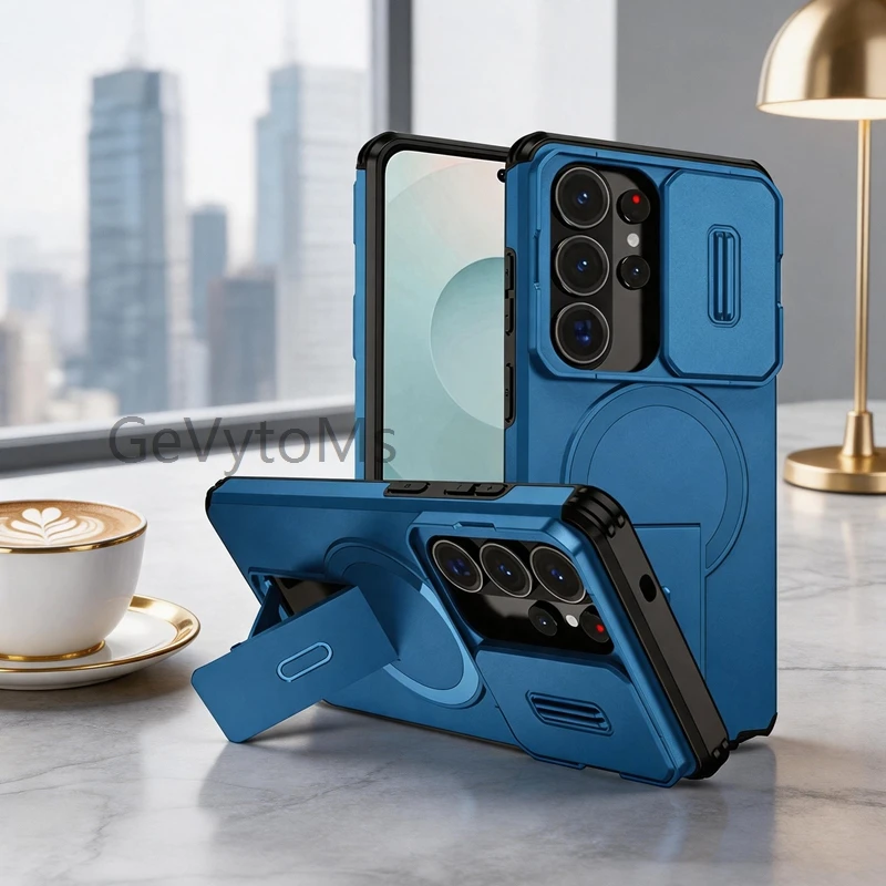Enhanced Kickstand Case with Lens Cover & Magnetic Car Holder