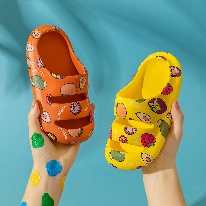 

New Children Slippers Cartoon Fruit Home Toddler Shoes for Boys Girls Summer Flat Heel Soft Beach Child Sandals Kids Baby Slides