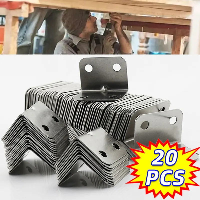 Angle Bracket 20PCS Detachable 90 Degree Right Angle Fixed For Wood Furniture Bedframe Cabinet Accessories