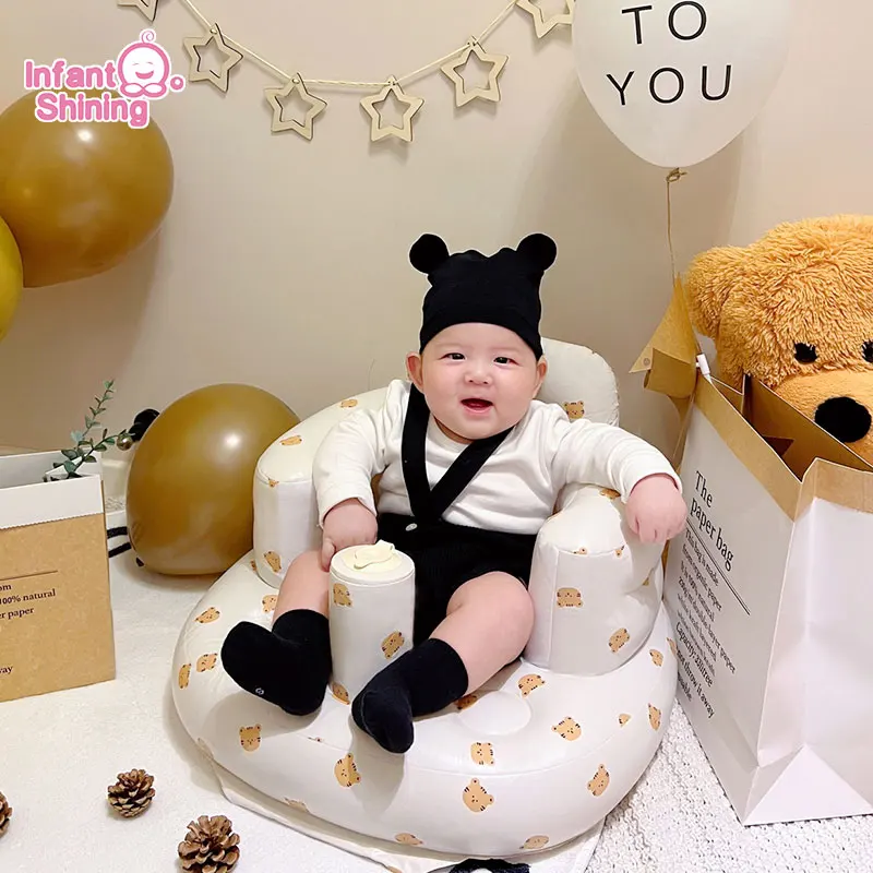 Inflatable Sofa Children Sofa Single Sofa Chair Baby Inflatable Sofa Children Puff Portable Bath Chairs PVC Multifunctional Seat Practice Sitting Bath Stool