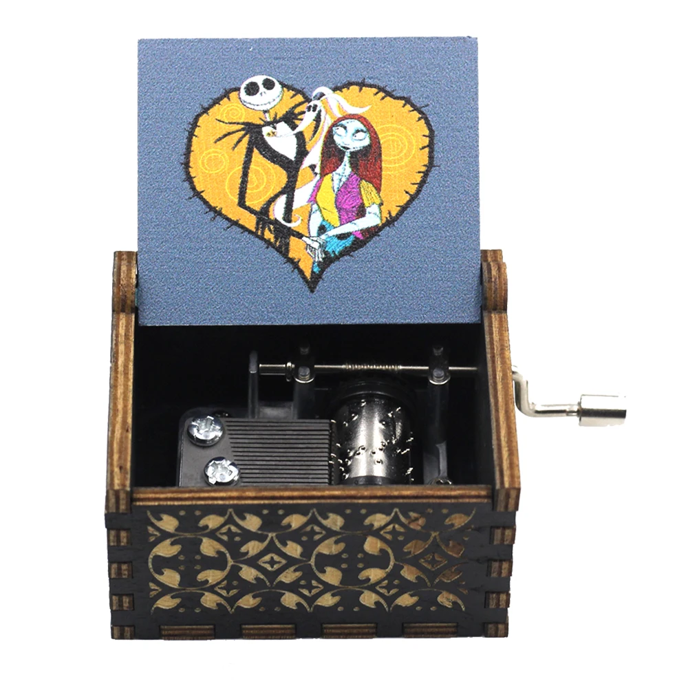Wooden Hand Crank Jurassic Park Music Box Children's Holiday Christmas New Year Gift