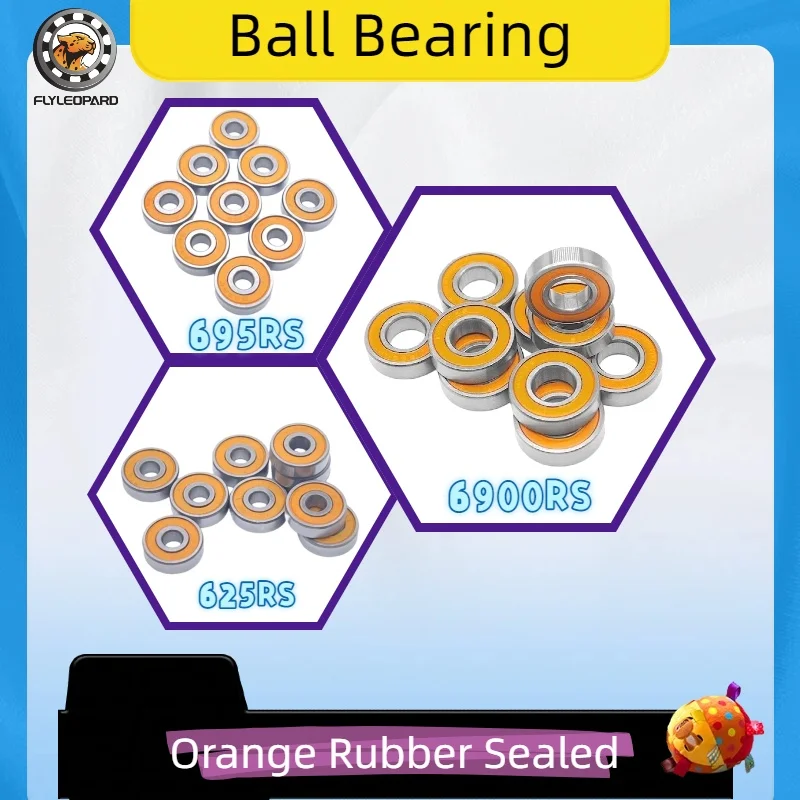 오렌지 고무 밀봉 미니어처 딥 그루브 볼 베어링 10개 6900 RS 6900-2RS 고품질 10x22x6 mm ABEC-7 625 695 2RS