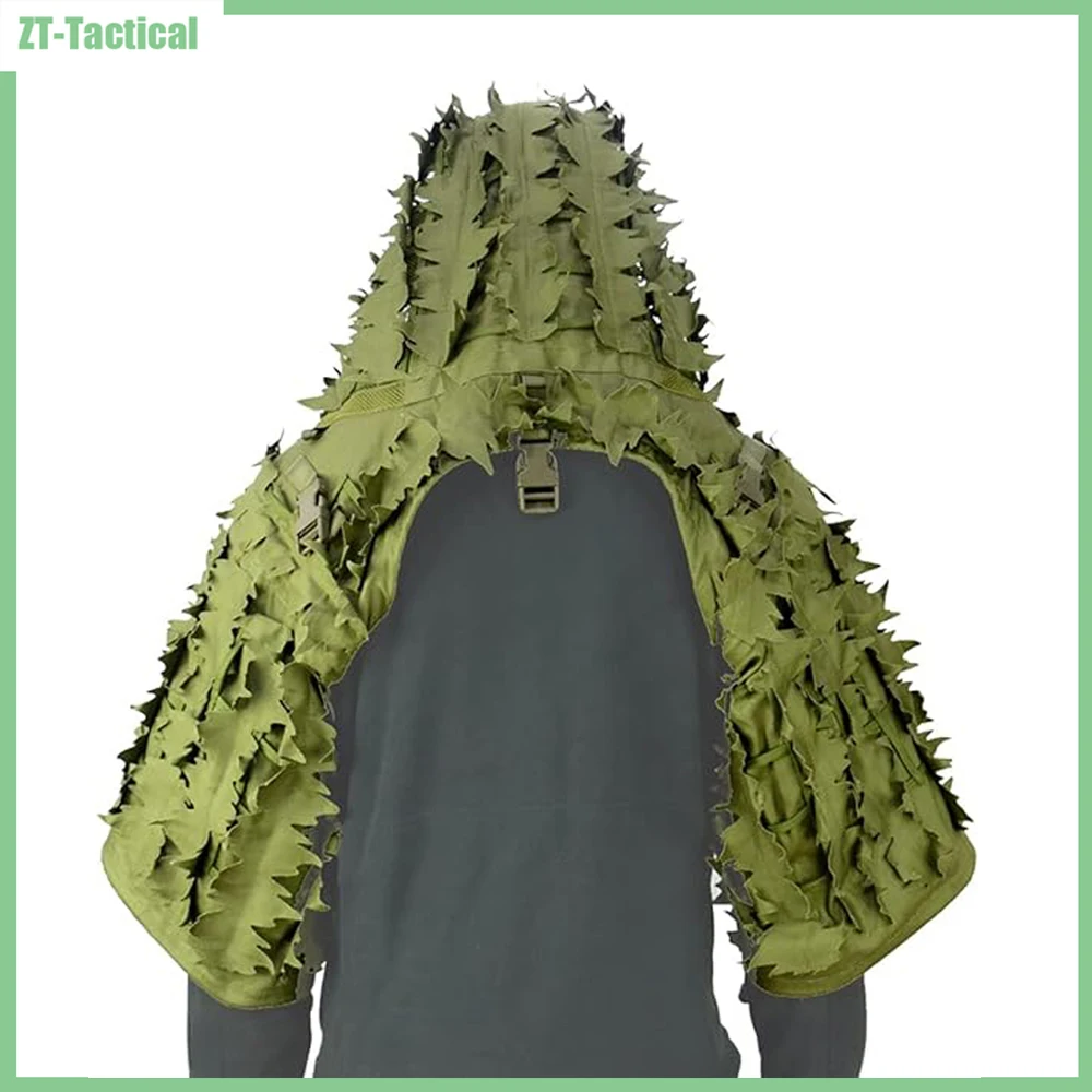 Breathable Sniper Ghillie Hood with Laser-Cut 3D Leaves