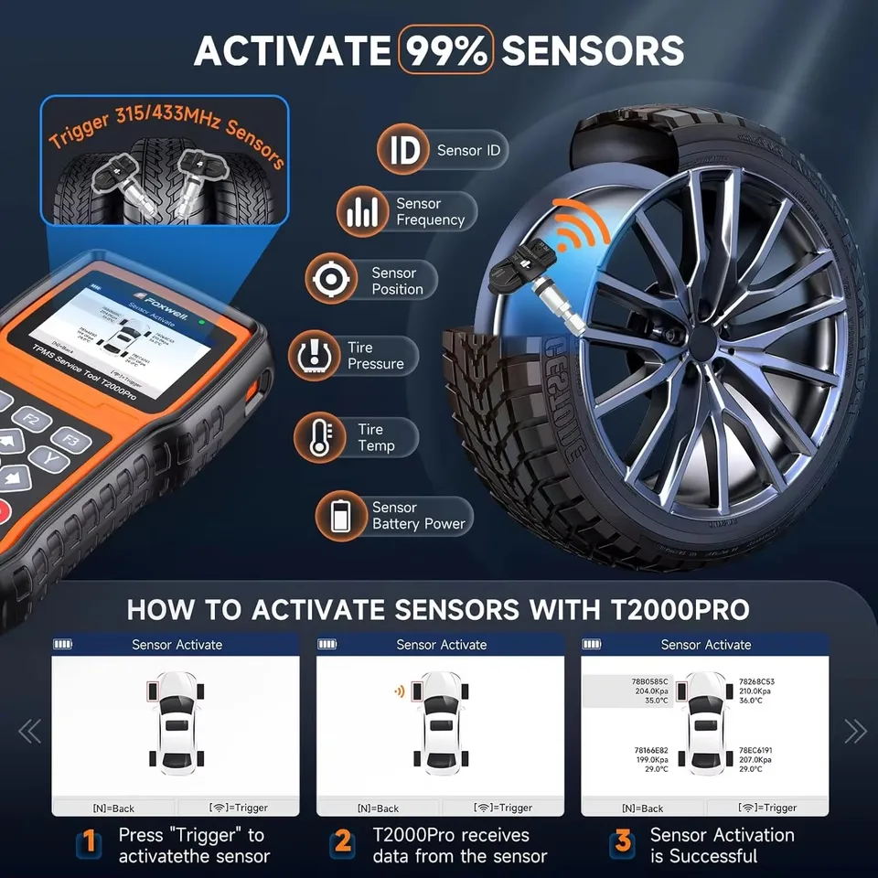 FOXWELL T2000 PRO 車用タイヤ空気圧ツール TPMS 再学習起動センサー
