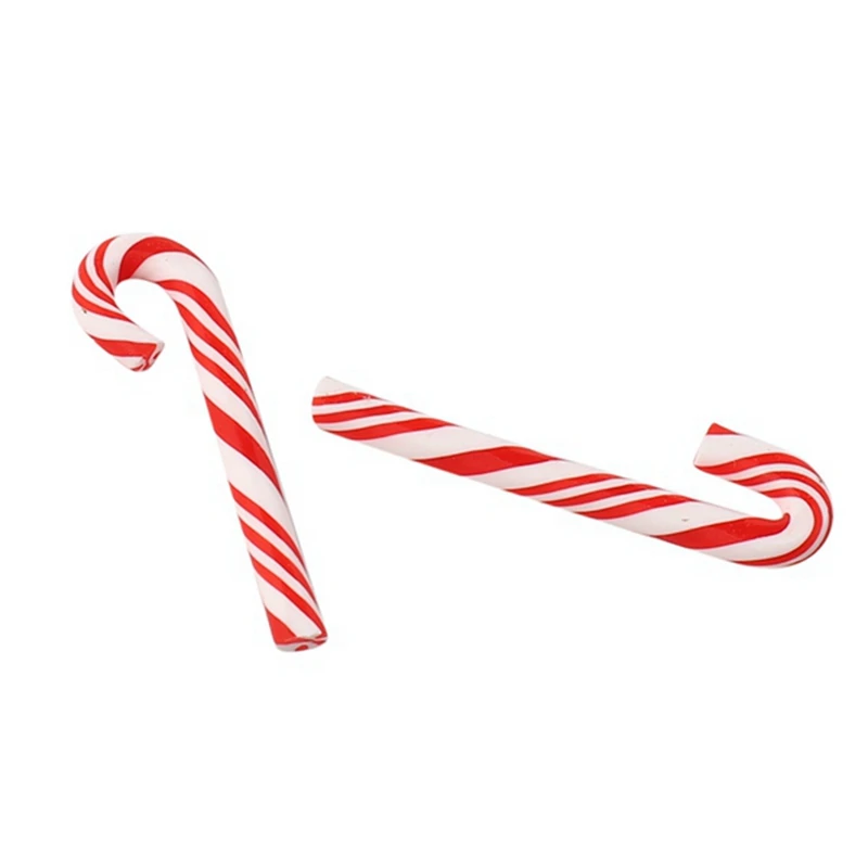 

HOT SALE 300Pcs Red And White Handmade Christmas Candy Cane Miniature Food Dollhouse Home Decor Clay Candy Cane About 3.2X1cm