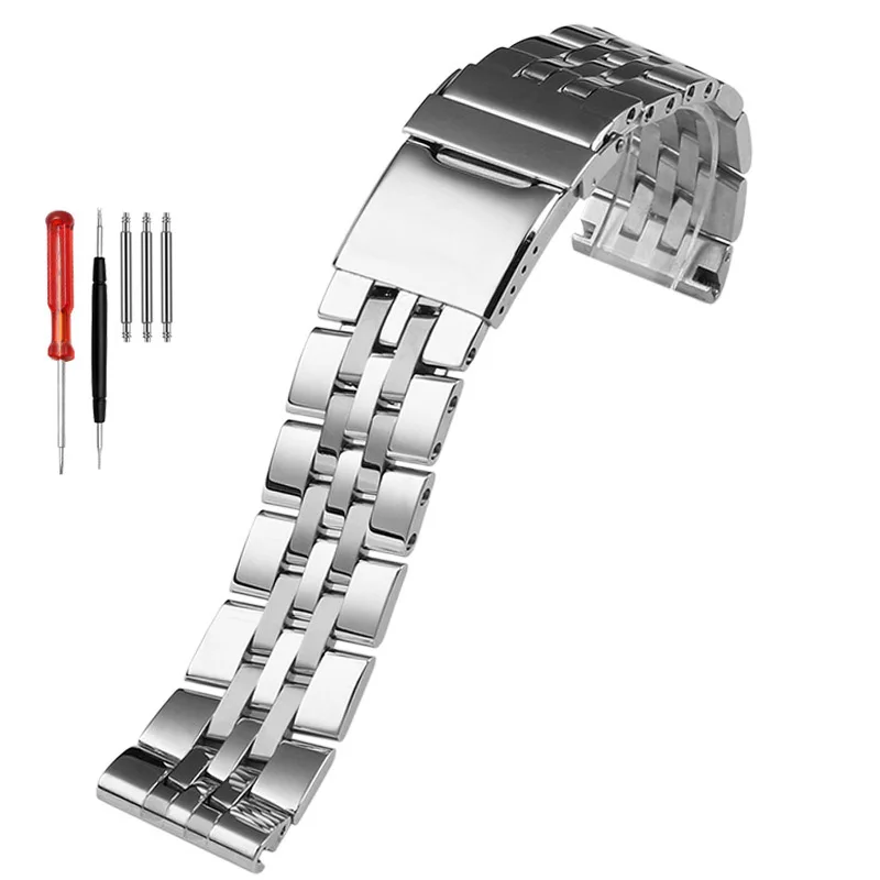Cinturino Orologio Uomo In Acciaio Inox 304L: 22-30 Mm, Argento O Nero, Con Ferri E Attrezzo