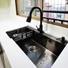 Stainless Steel Kitchen Sinks Black Nano Large Single-slot Wash Basin Under Countertop Thicken Washing Sink Kitchen Accessories 6