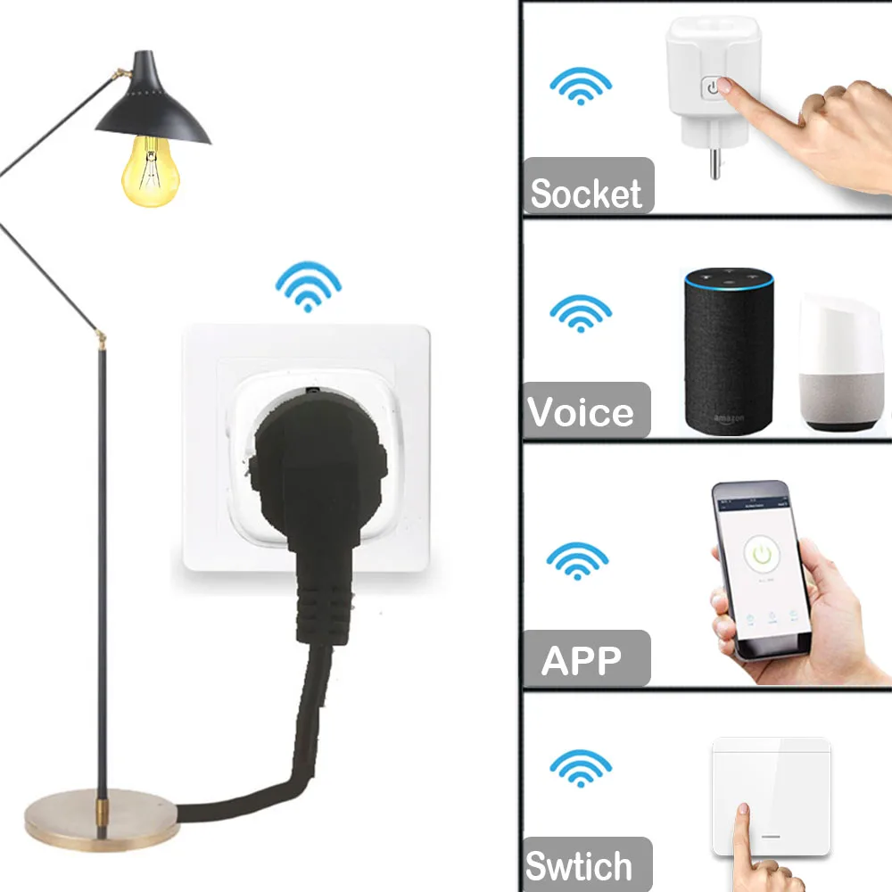 Tuya 스마트 라이프 RF 433Mhz 무선 미니 스마트 소켓 스위치 16A 전기 콘센트 원격 EU 플러그 음성 제어 Google 홈 Alexa