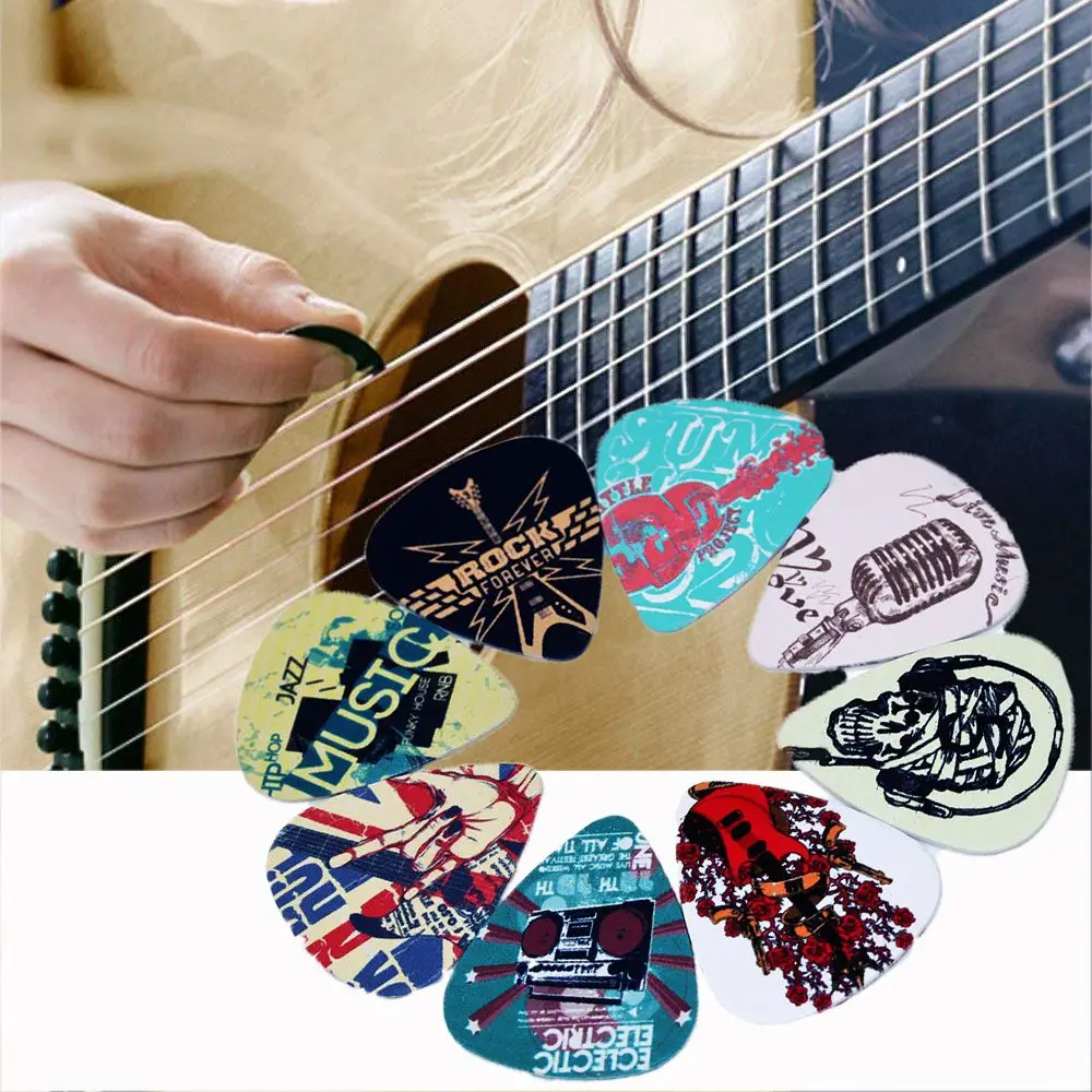 10pcs Mixed Pattern Mediator Rock Gestures 0.71mm Acoustic Guitar Picks Plectrums Celluloid Shrapnel guitar picks