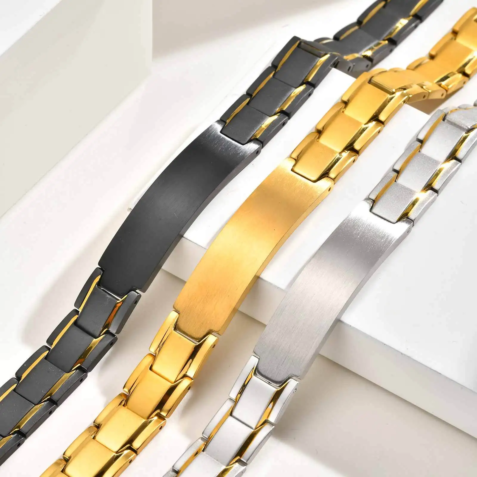 Custom Men's Strap Chain Bracelet,Stainless Steel Watch Chain Wristband,Luxury Jewelry Gift for Husband Dad Son