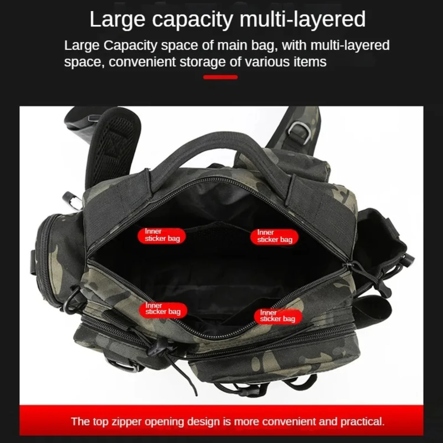 Fishing Tackle Backpack Lure Box Gear Fanny Pack Men Fly Fishing Backpack with Rod Holder Sling Shoulder