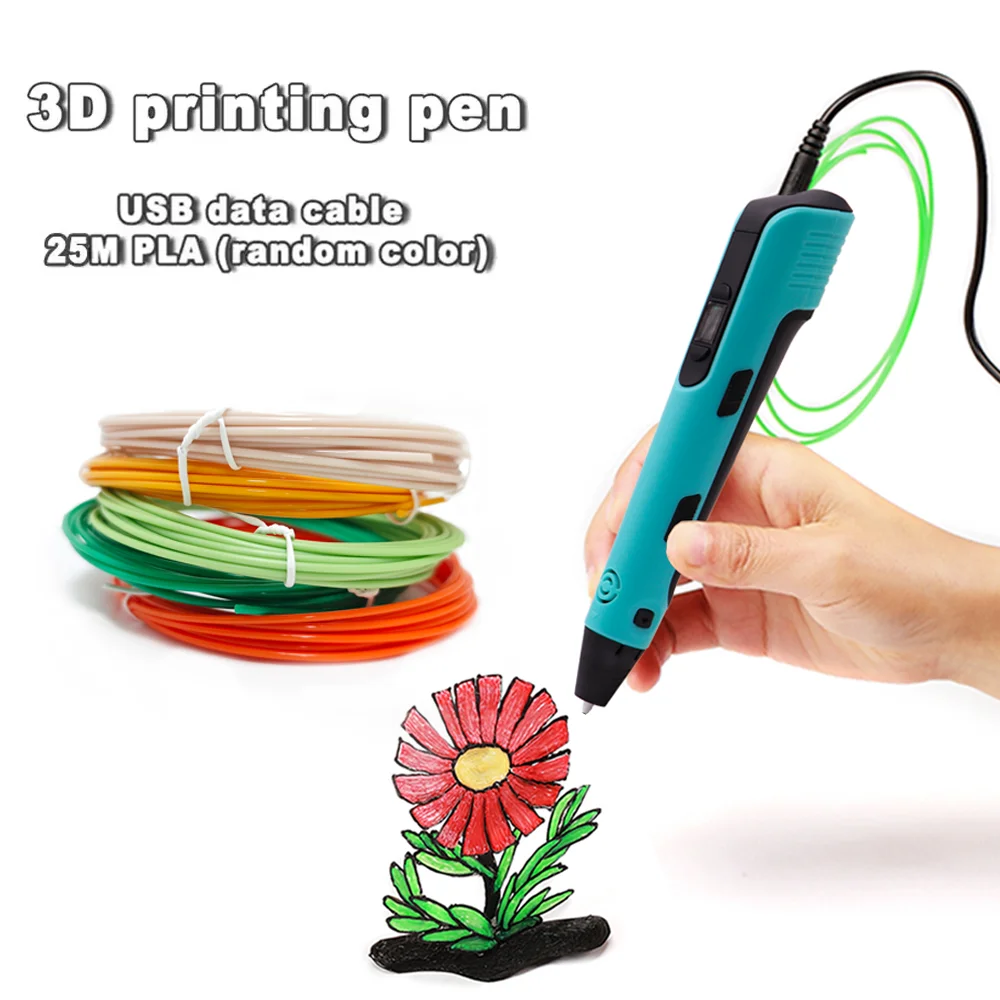 3D Printing Pen Stereocopic Drawing Print Pen With LCD Screen 25M PLA Colors Filaments 25M Consumables