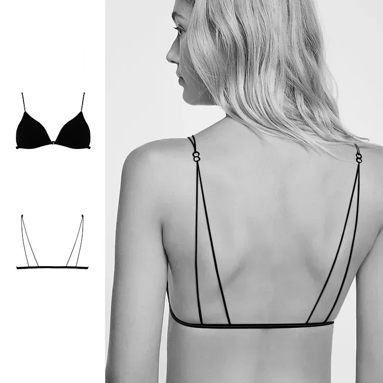 Women's French Style Bra Girl Wrapped Chest Adjustable Shoulder Strap Sexy Single Buckle Satin Sexy Tube Top Underwear Lingerie 6