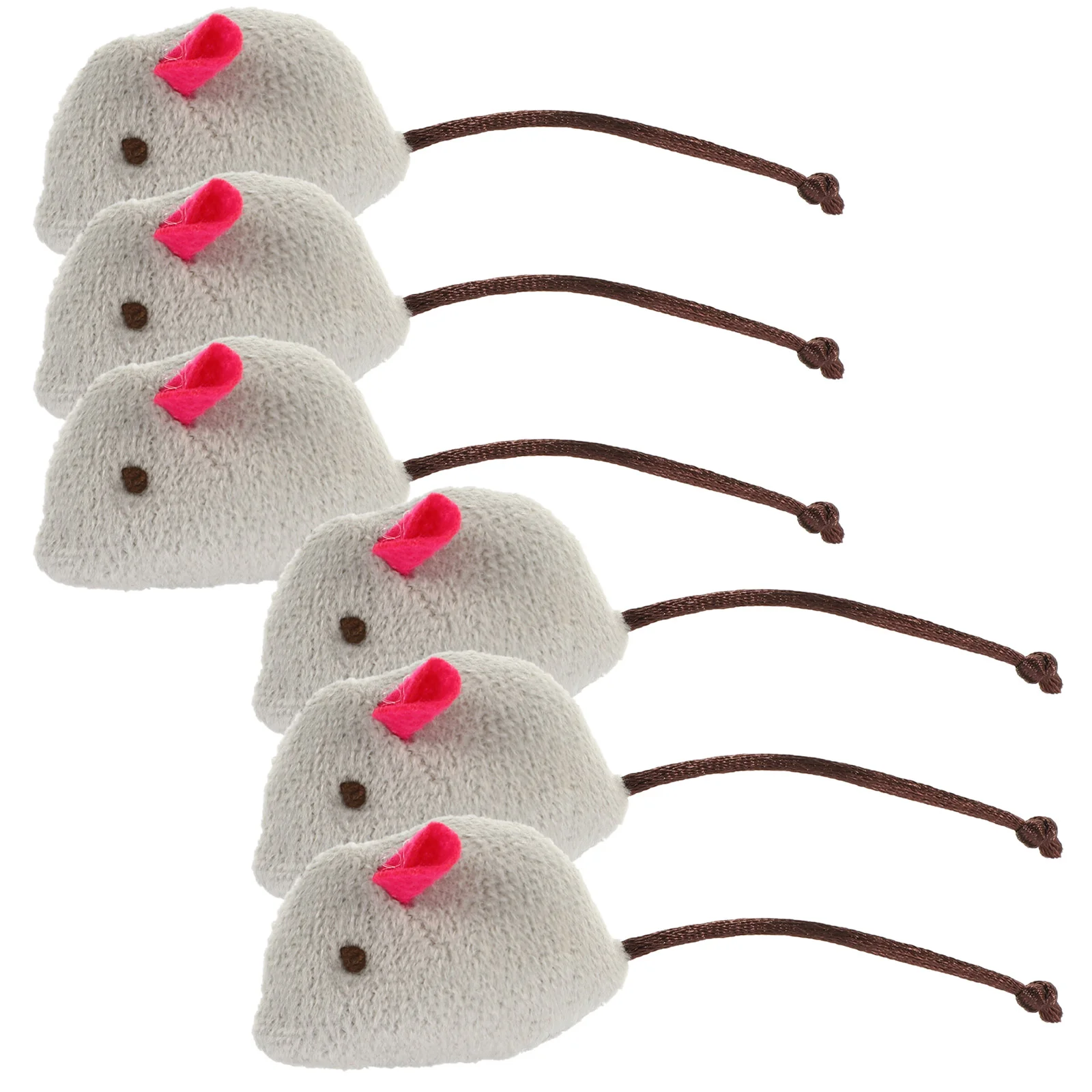 

6 Pcs Funny Cat Walking Interactive Mouse Toy Soft Plush 6pcs (Rose Red) For Cats Toys Mice Shape Kitten