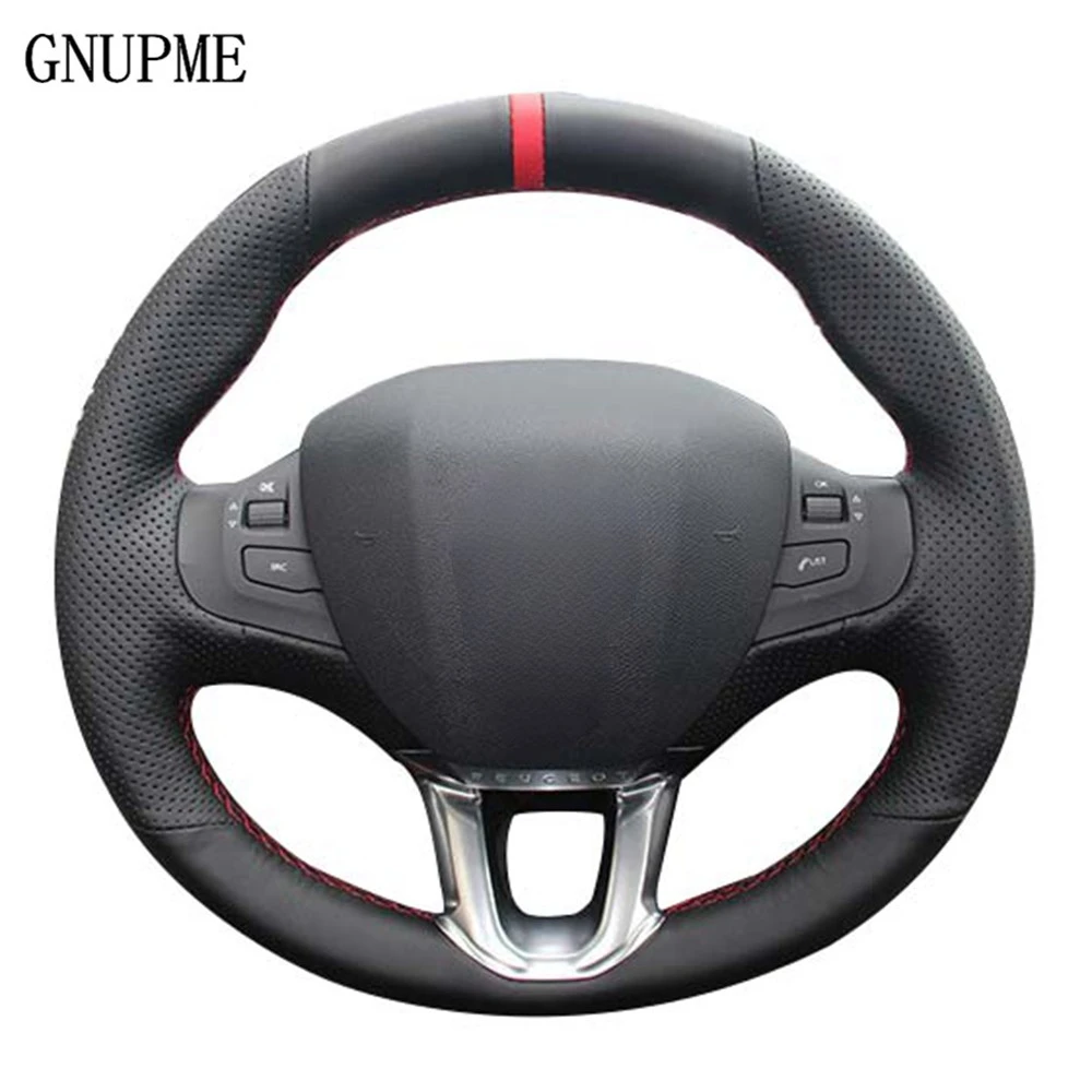 Coprivolante Per Auto In Pelle Artificiale Nera Marcatore Rosso Per Peugeot 208 Peugeot 2008 Accessori Per Auto Al Volante