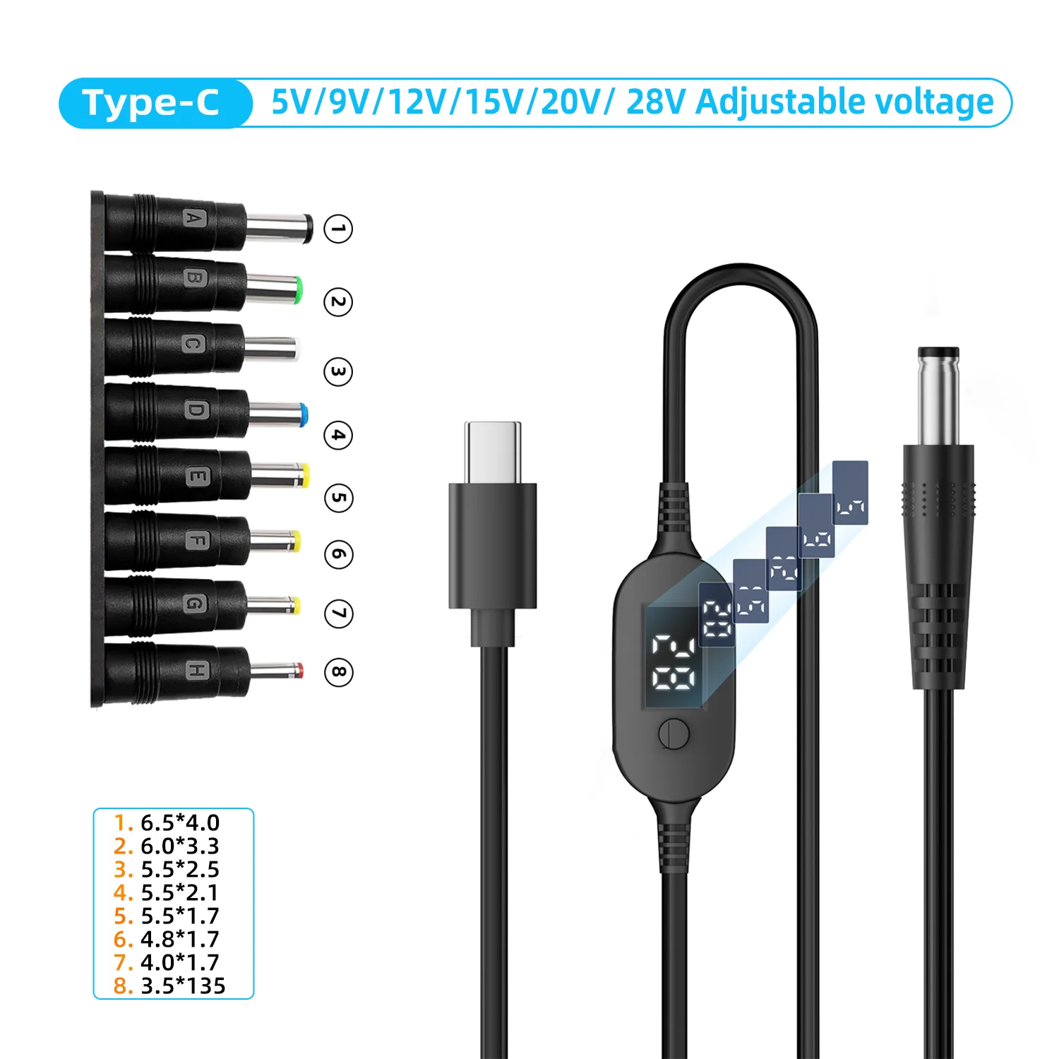 ตัวเลือกสินค้า สายแปลงไฟ USB-C ปรับแรงดันได้ 140W สำหรับแล็ปท็อปและอุปกรณ์อิเล็กทรอนิกส์