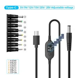 Adjustable Voltage USB - C to DC Power Cable for Laptops and Routers, 140W (140W - TYX - PVC - 8in1)