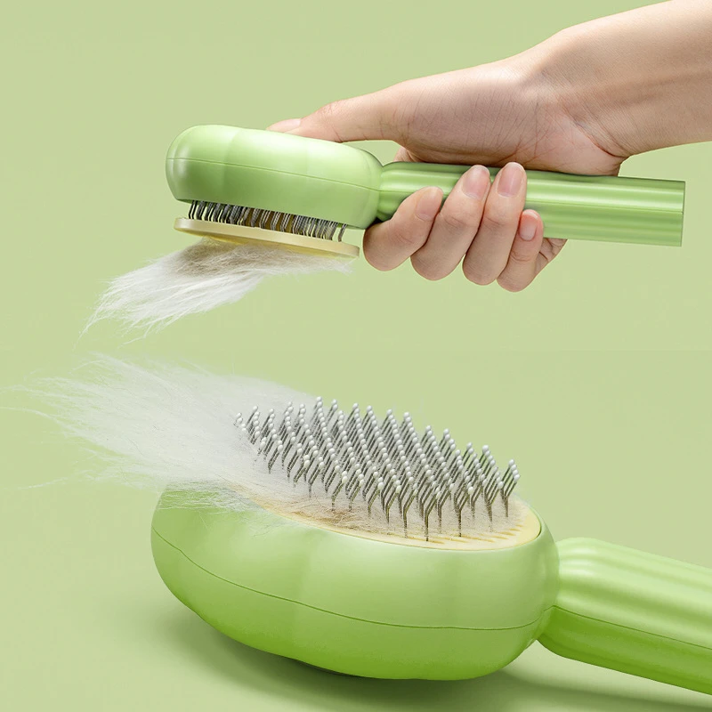 

Pet Comb Cat Brush Self-cleaning Needle Hair Remover Orange Grooming Cleaning Slicker Brushes for Dogs Cats Tool Removes Tangled