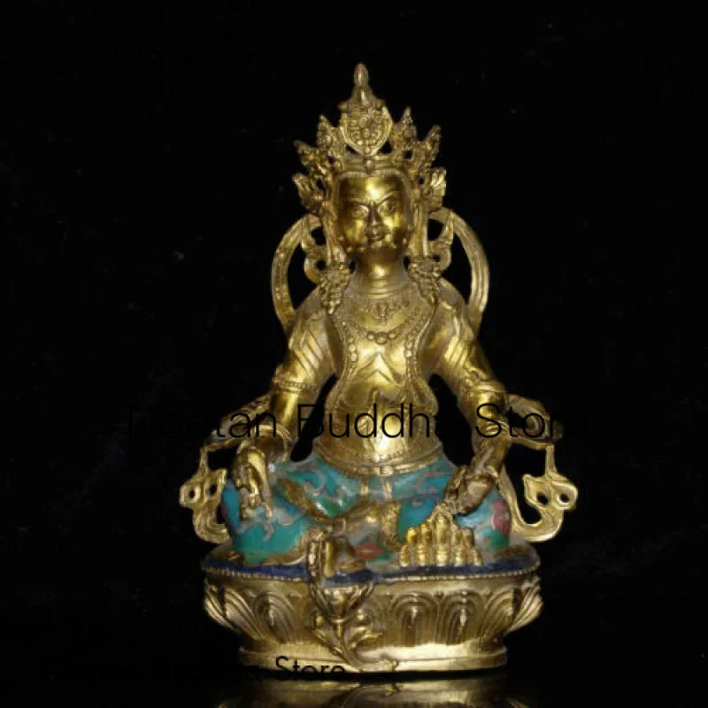 

Old tibet buddhism fane bronze gilt Yellow Jambhala Wealth God buddha statue