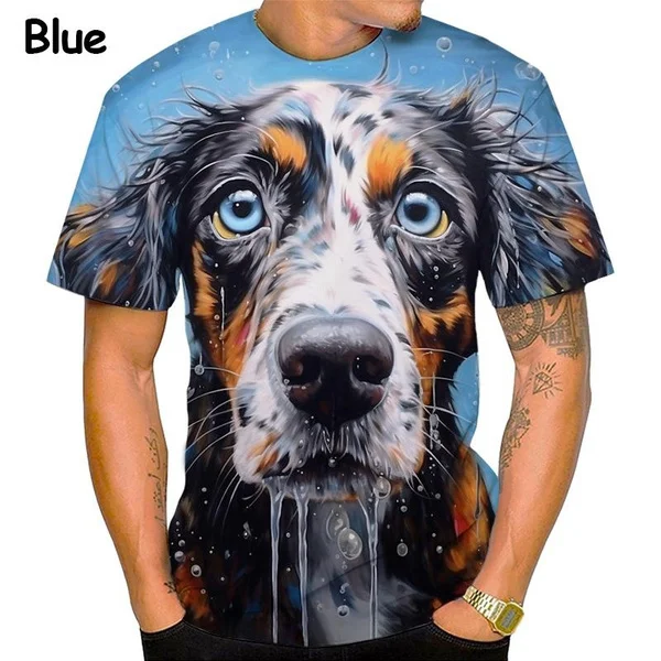 New Summer Men Kids 3D Printed Funny Dog T-Shirt Fashion Tops Tees Male Vintage Short Sleeve Clothing Casual Stylish Streetwear