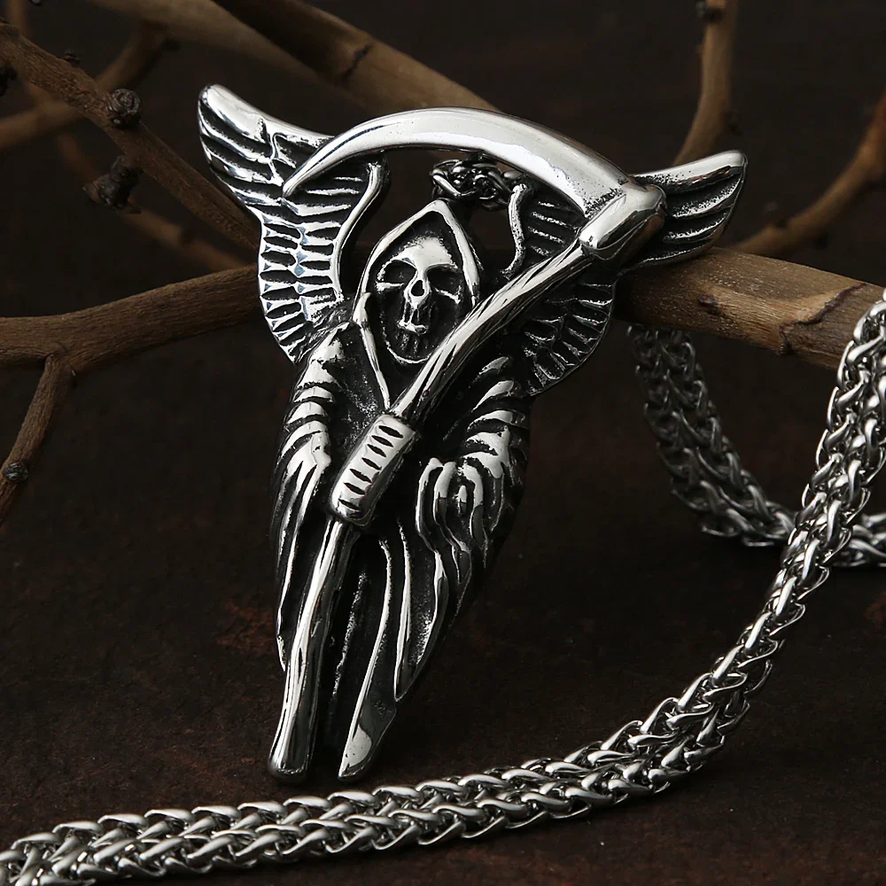 Collana Uomo Donna In Argento 925 Con Ciondolo Teschio Serpente E Spada, Regalo Vintage