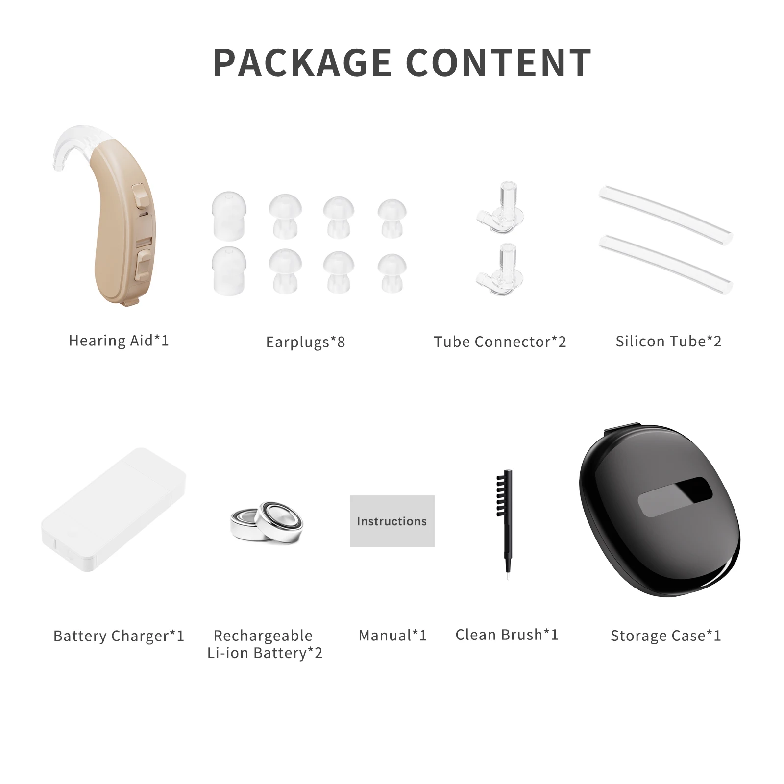 JINGHAO Hearing Aid For Severe Loss Digital 65/132 dB BTE Rechargable Battery 6