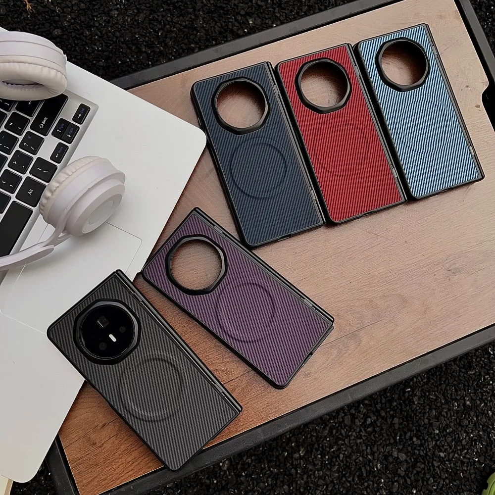Premium Carbon Fiber Magnetic Protective Back Cover Case -