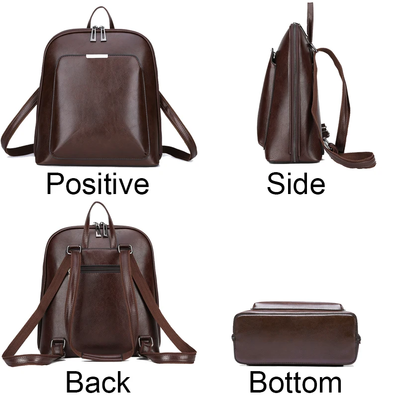 Multifunctional Luxury Leather 3 In 1 Backpacks Vintage Women Shoulder Crossbody Bookbags High Quality Ladies Traveling Bagpack