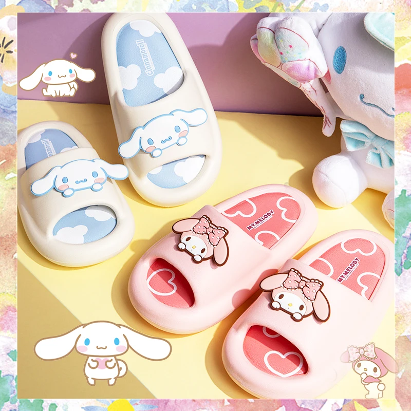 

Sanrioed Kids Slippers Kawaii Soft Home Bathroom Non-Slip Summer Spring Anime Hello Kitty Cinnamoroll My Melody Girls Gift Comfy