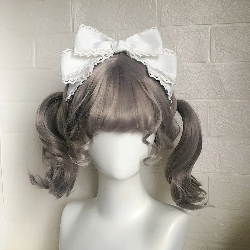 Süße Haarspangen für Damen, blaue Lolita-Accessoires, große Lolita-Schleifen-Kopfbedeckung, schwarzes Haar-Accessoire, Lolita-Haarspange, süße Artikel für Mädchen – Detail 2