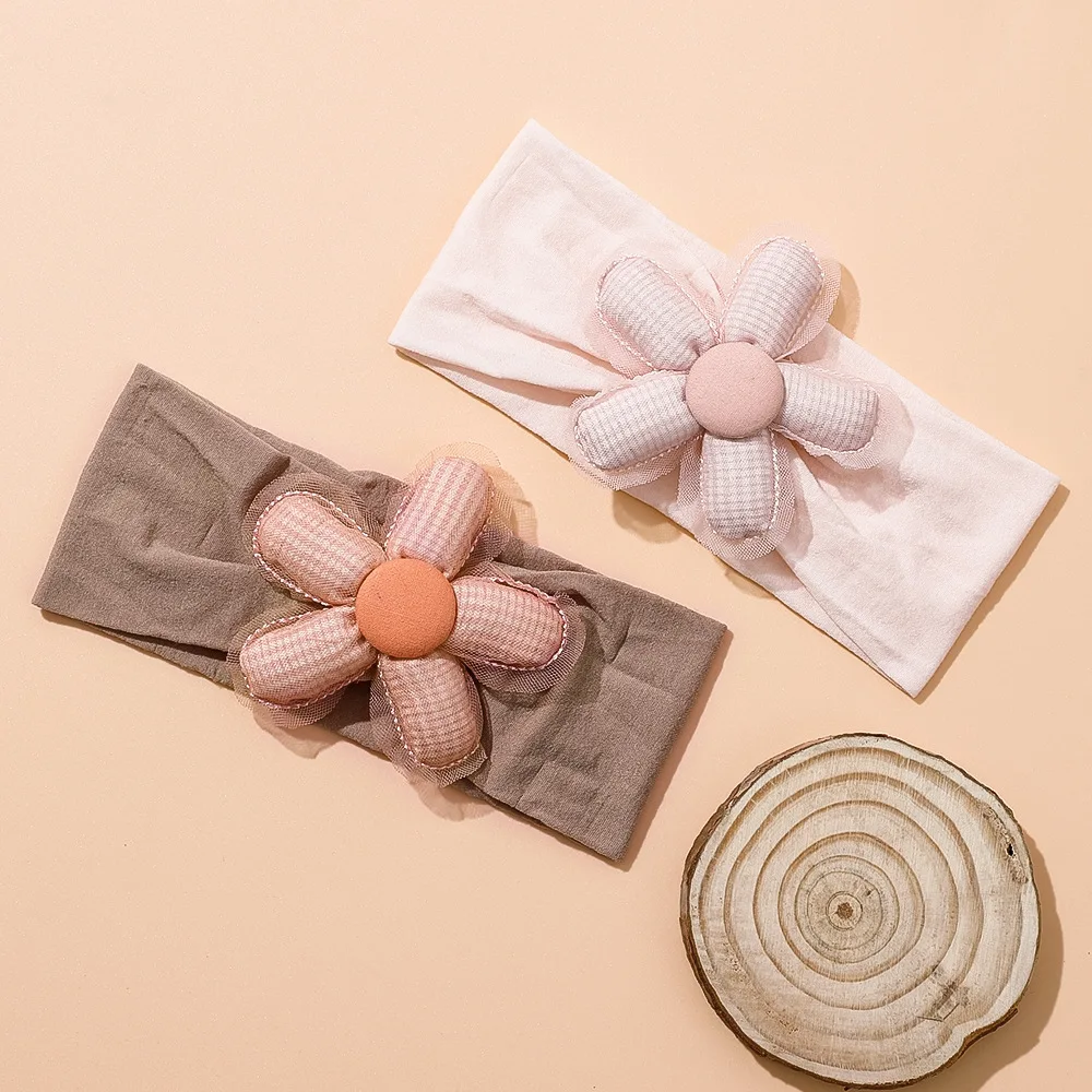 

Newborn Wide Nylon Elstic Headband Sun Flower Hairband Hair Accessories for Baby Girl Headwear Cute Infant Hair Flower Turban