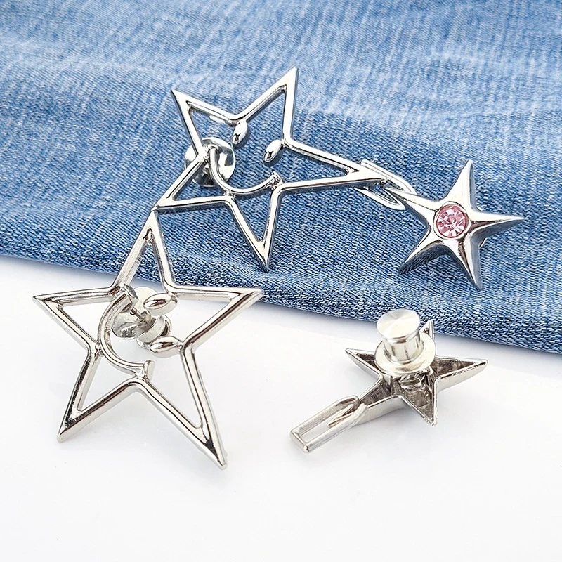Star Non Nail Button Accessories Jeans Button Waist Adjustment Non Sewing Metal Pin Pants Sewing Accessories
