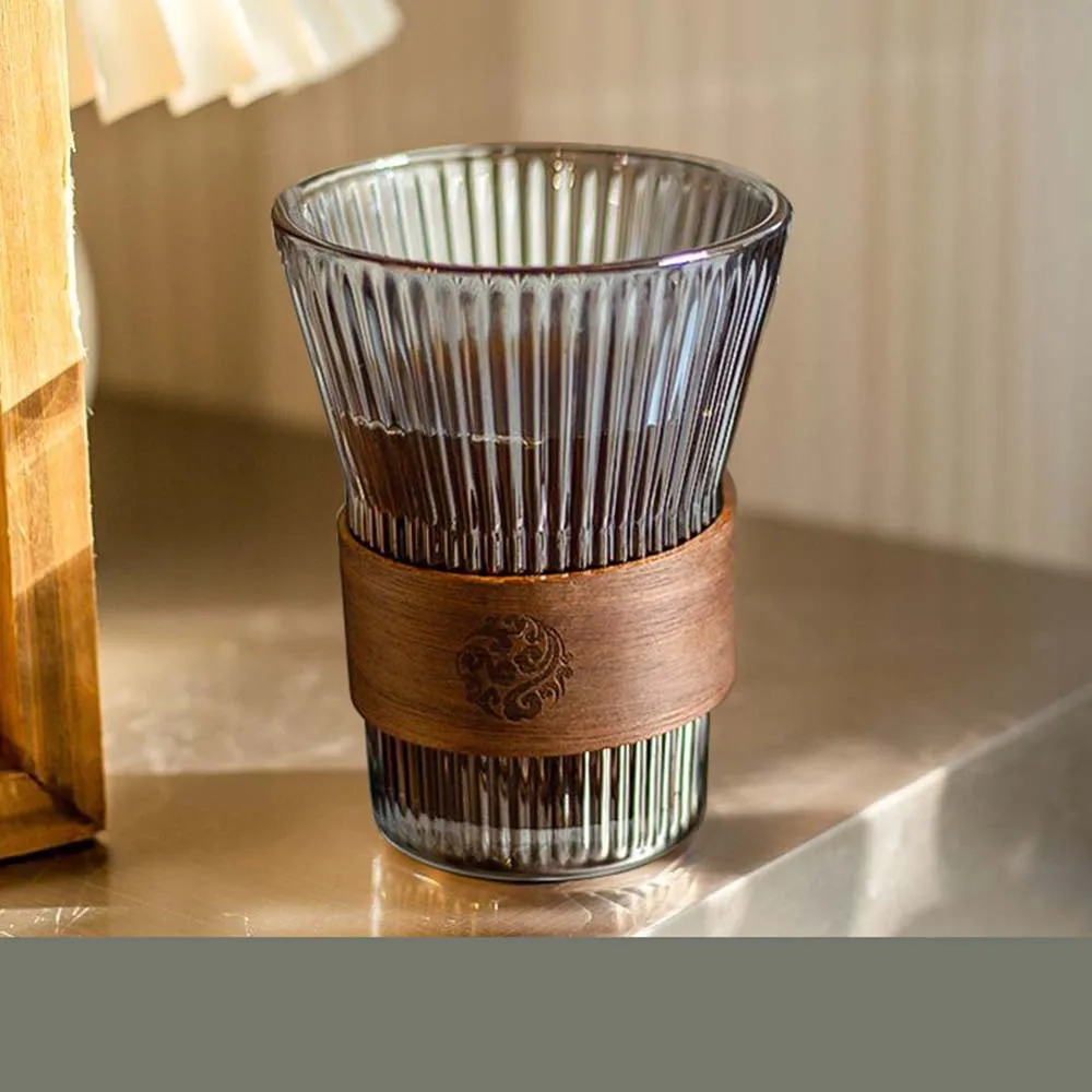 Japanese Style Glass Coffee Mug Walnut Cup Sleeve Glass Cup Glasses Coffeeware Beautiful Tea Mugs Beer Mug Cute Coffee