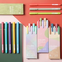 5Pcs/box Retro Kawaii Diverse Color Gel Pen Set 0.5mm Fine Tip Ballpoint Pen for Students To Write on School Stationery 1
