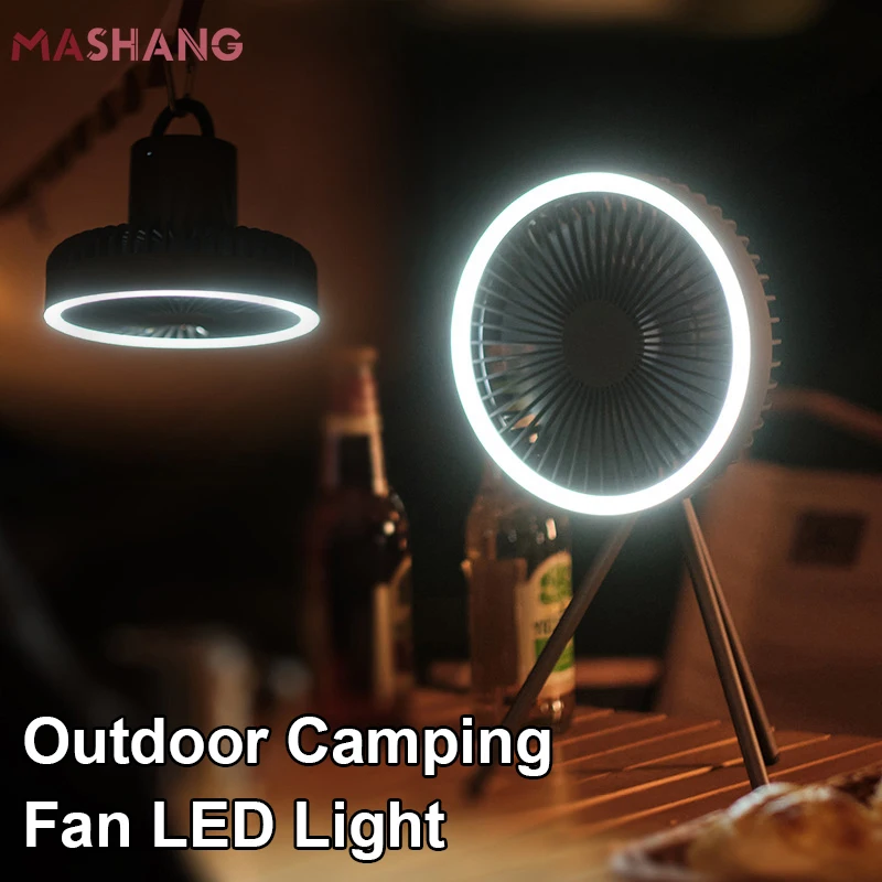 

10000mah Outdoor Usb Rechargeable Standing Fan with Led Light Camping Lantern Lamp Summer Portable Fan Tent Lamp Desktop Tripod