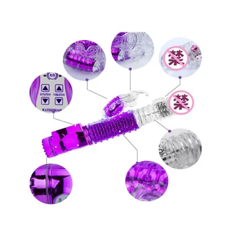 Female Double Vibrator Sex Toy Rotation 6 Speed Butterfly Dildo G Spot Vagina Clitoris Stimulator Telescopic Rotating Vibrator 2