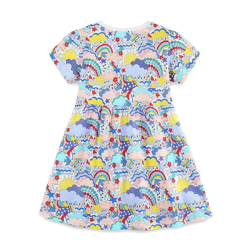 Kids Clothes Baby Girls 2025 Summer New Children's Clothing Toddler Princess Cotton Casual Cartoon Short Sleeve Dress