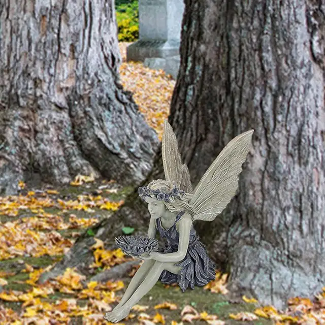 Wonderland Virág Tündér Szobra Kerti Dekoráció Angyal Dísz Szárny Gyanta Ülő Szobor Kültéri Lány Figurák Dekoratio - Image 5