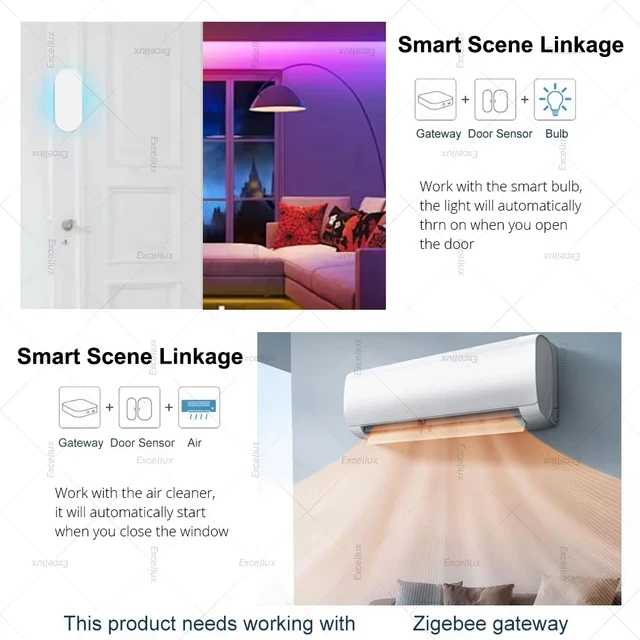 2 In 1 Zigbee Door Sensor Window Sensor With Light Vibration Detect Smart Home Door Detector AntiTheft Alarm Sensor Support Z2M 6